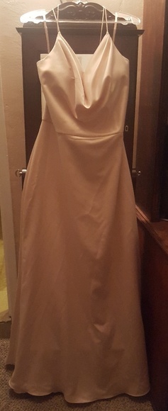 Gorgeous Champagne Matte Satin Formal Dress - Picture 3 of 7